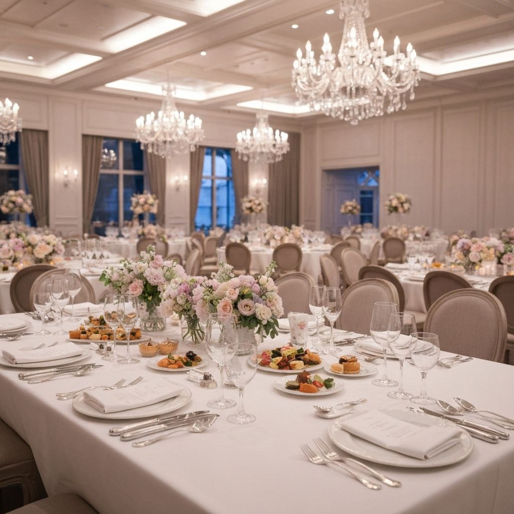 Elegant wedding catering setup by Damsel Cakes and Events